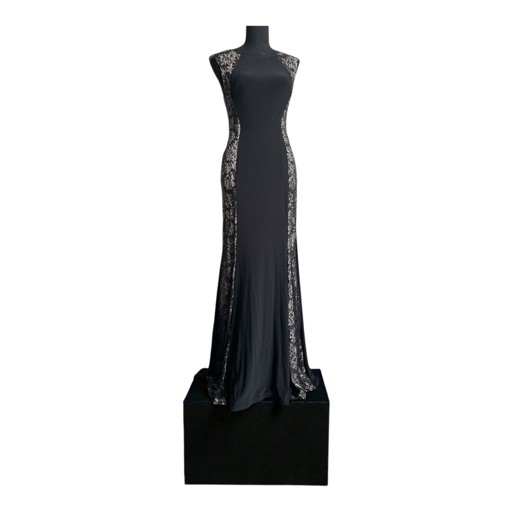 Black Lace & Sequin Mermaid Gown Prom Formal Evening Dress Size 2 - Picture 7 of 14